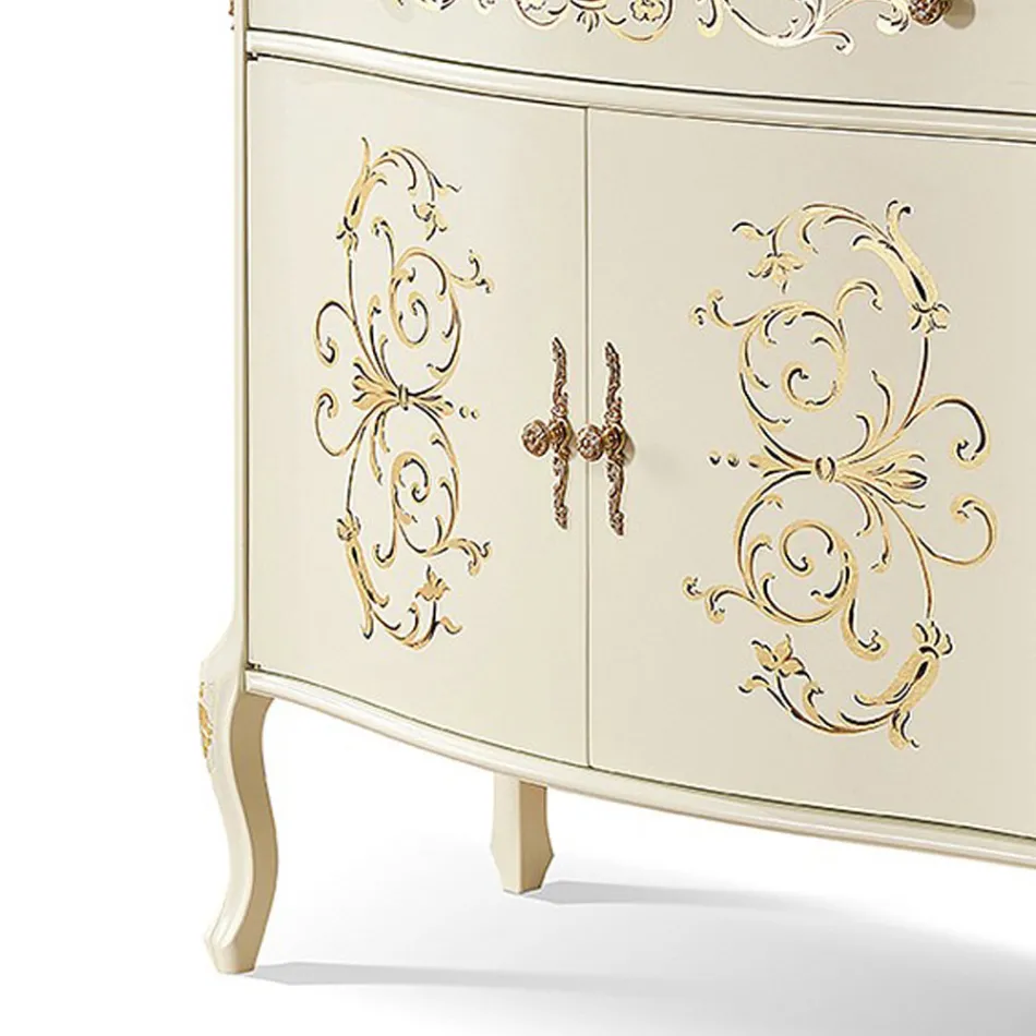 Woonkamer dressoir in walnoot of wit hout en inlegwerk Made in Italy - Katerine Viadurini