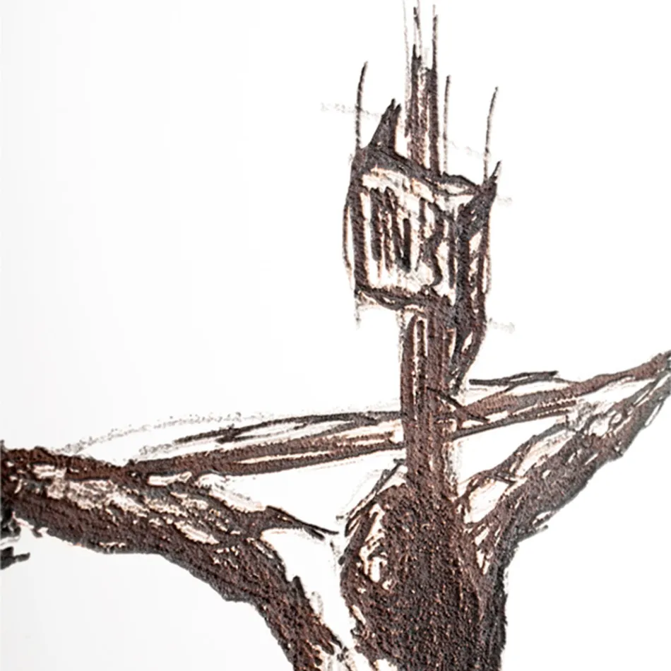 Wit en grijs kruisbeeld gemaakt met lasergravure Gemaakt in Italië - Egle Viadurini