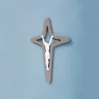 Witte en grijze Christo Crucifix laser gegraveerd Made in Italy - Teresa Viadurini