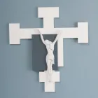 Crucifix gemaakt met witte lasergravure en grind gemaakt in Italië - Evelina Viadurini