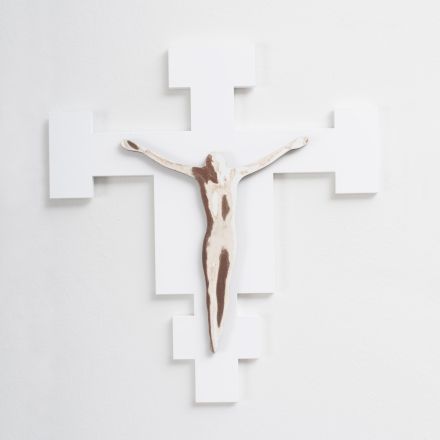 Lasergegraveerd wit kruisbeeld van de Verlosser Made in Italy - Glora Viadurini
