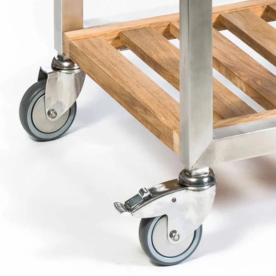 Buitenkeuken in staal en hout met Teppanyaki - Buoncalliope Viadurini