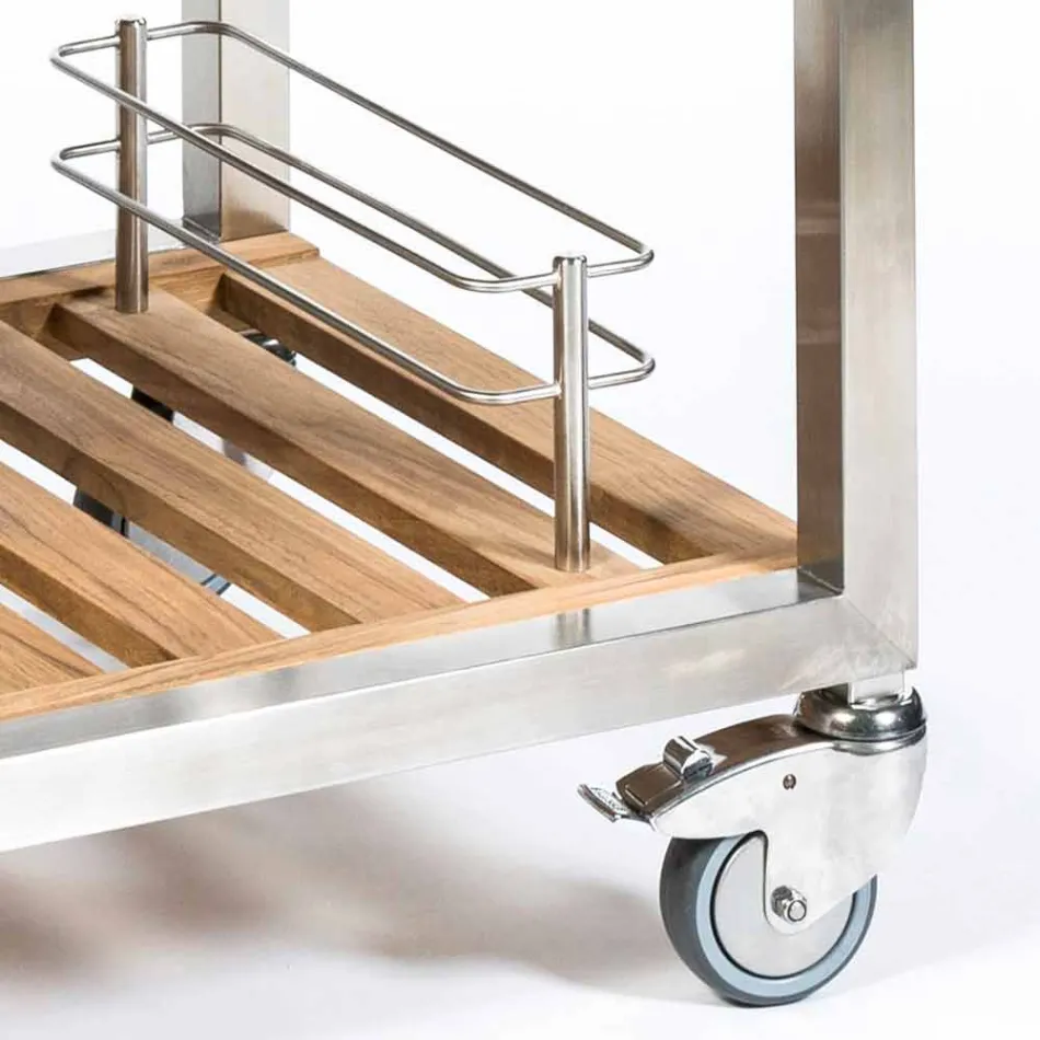 Buitenkeuken in staal en hout met Teppanyaki - Buoncalliope Viadurini