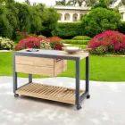 Buitenkeuken 140x65x93 cm gemaakt van massief teakhout en aluminium - Convivial Viadurini