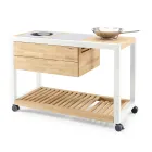 Buitenkeuken 140x65x93 cm gemaakt van massief teakhout en aluminium - Convivial Viadurini