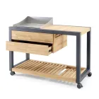 Buitenkeuken 140x65x93 cm gemaakt van massief teakhout en aluminium - Convivial Viadurini