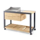 Buitenkeuken 140x65x93 cm gemaakt van massief teakhout en aluminium - Convivial Viadurini