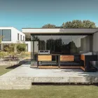 Buitenkeuken 140x65x93 cm gemaakt van massief teakhout en aluminium - Convivial Viadurini