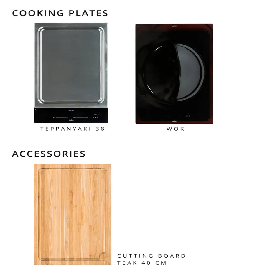 Buitenkeuken 141x70x93 cm gemaakt van massief teakhout en aluminium - Stilosa Viadurini