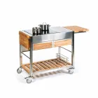 Moderne buiten tuin keuken op hout en stalen wielen - Buoncalliope Viadurini