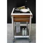 Moderne keuken op wielen voor tuin in hout en staal - Calliope Viadurini
