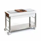Moderne keuken op wielen voor tuin in hout en staal - Calliope Viadurini