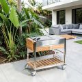 Buitenkeuken op wielen in staal en hout met Teppanyaki - Buoncalliope