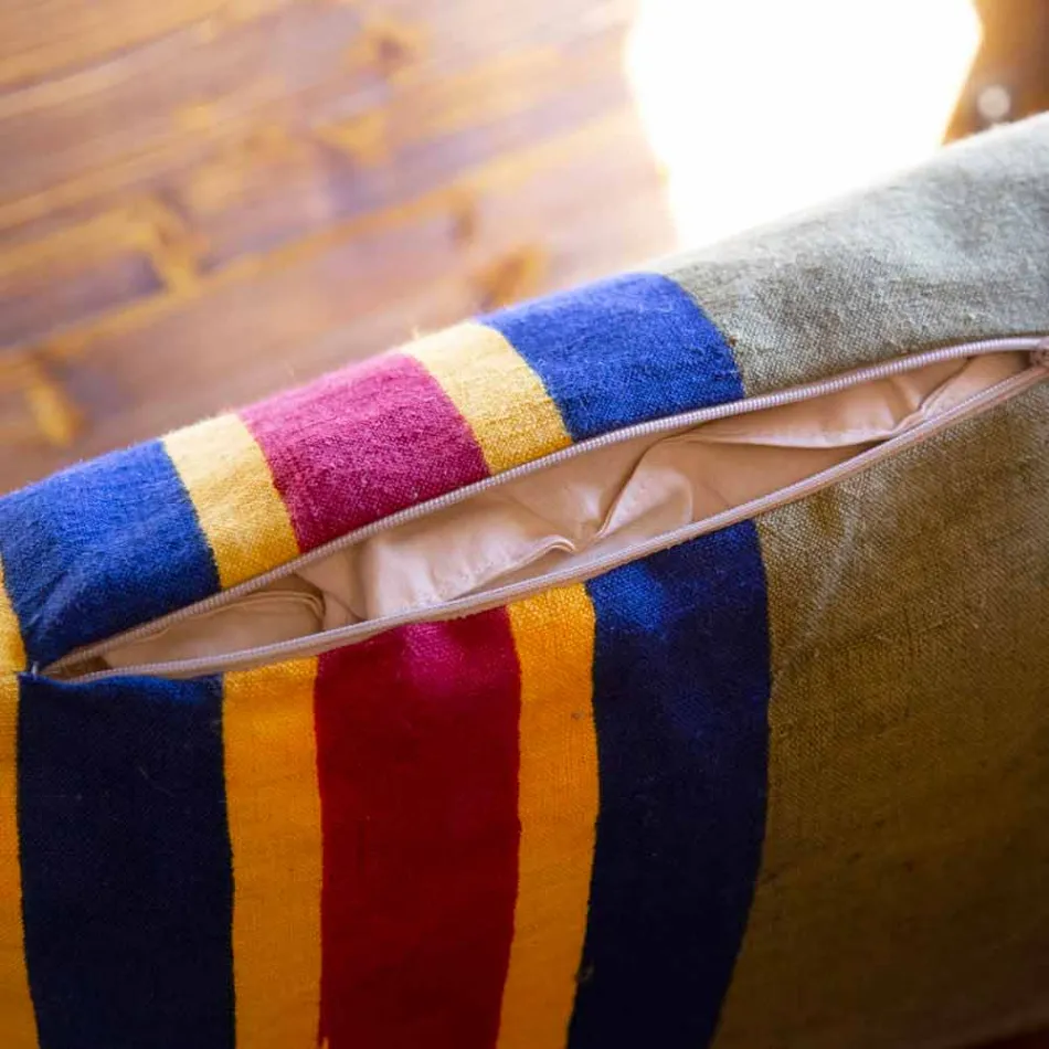 Handgeschilderde Italiaanse artistieke kussen uniek stuk - merken Viadurini