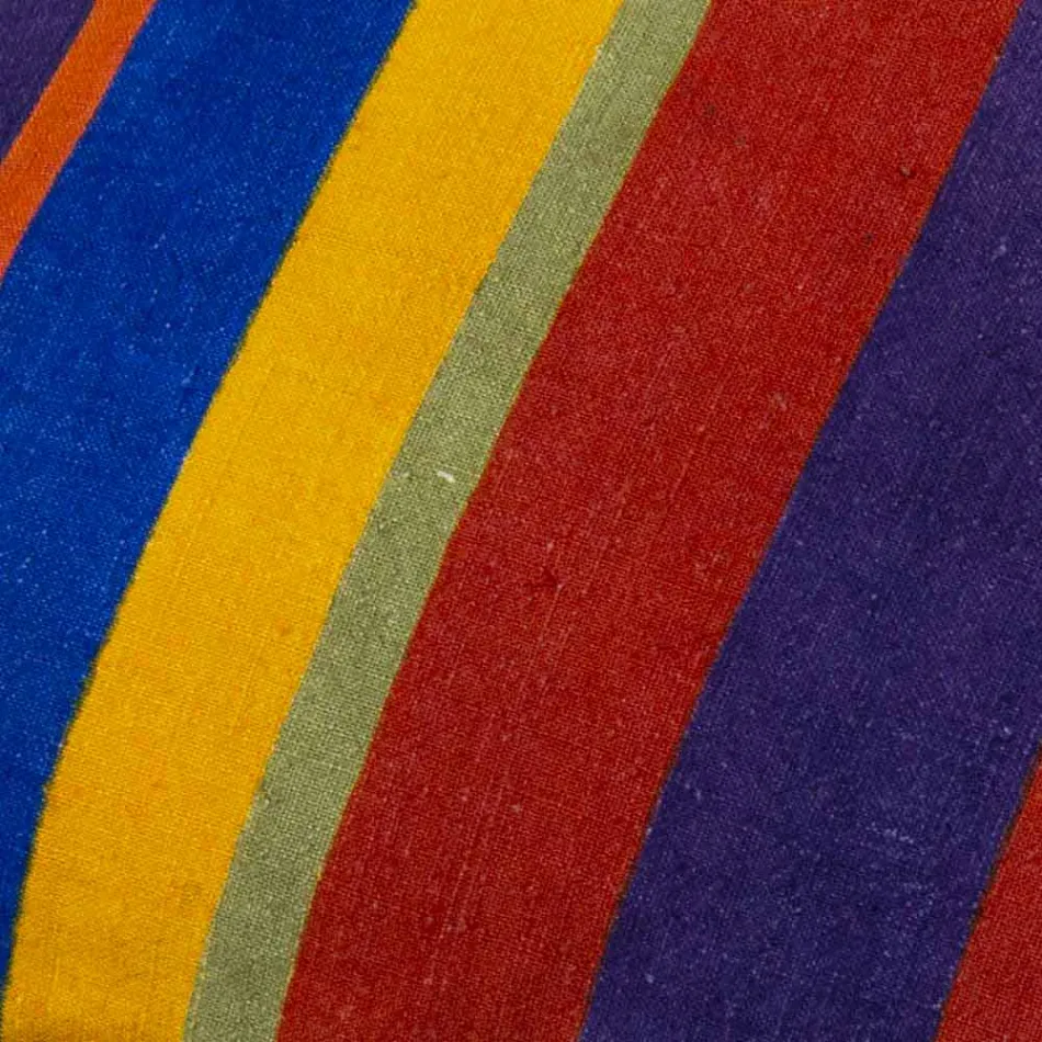 Kussen van Italiaanse kunst in hennep geschilderd en met de hand genaaid uniek stuk - merken Viadurini