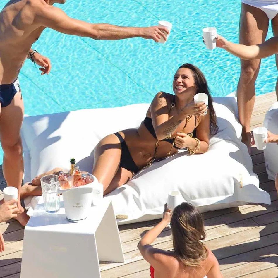 Cloud Pillow ontspannen buiten kunstleer wit nautische Trona Viadurini