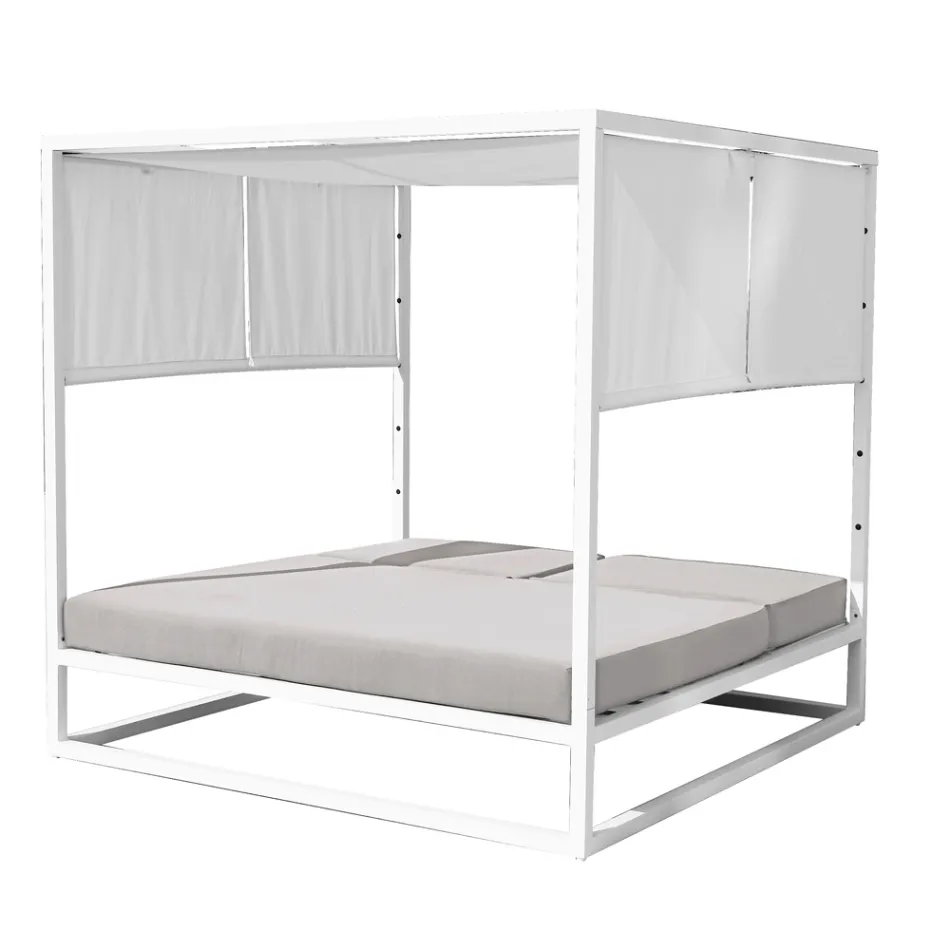 Outdoor daybed met verstelbare witte aluminium structuur - Jurica Viadurini