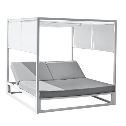 Outdoor daybed met verstelbare witte aluminium structuur - Jurica Viadurini