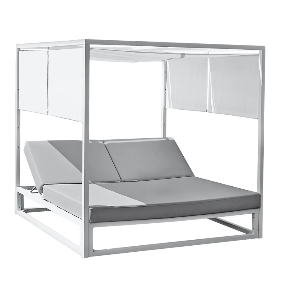 Outdoor daybed met verstelbare witte aluminium structuur - Jurica Viadurini