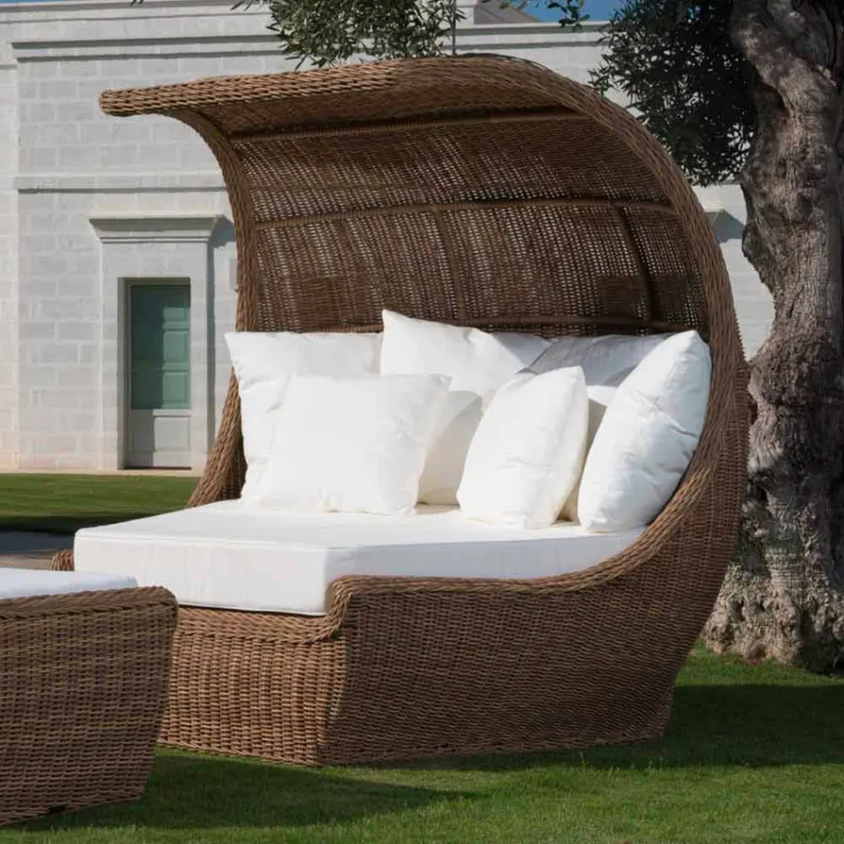 Design Daybed van luxe geweven synthetisch rotan - Yves Viadurini