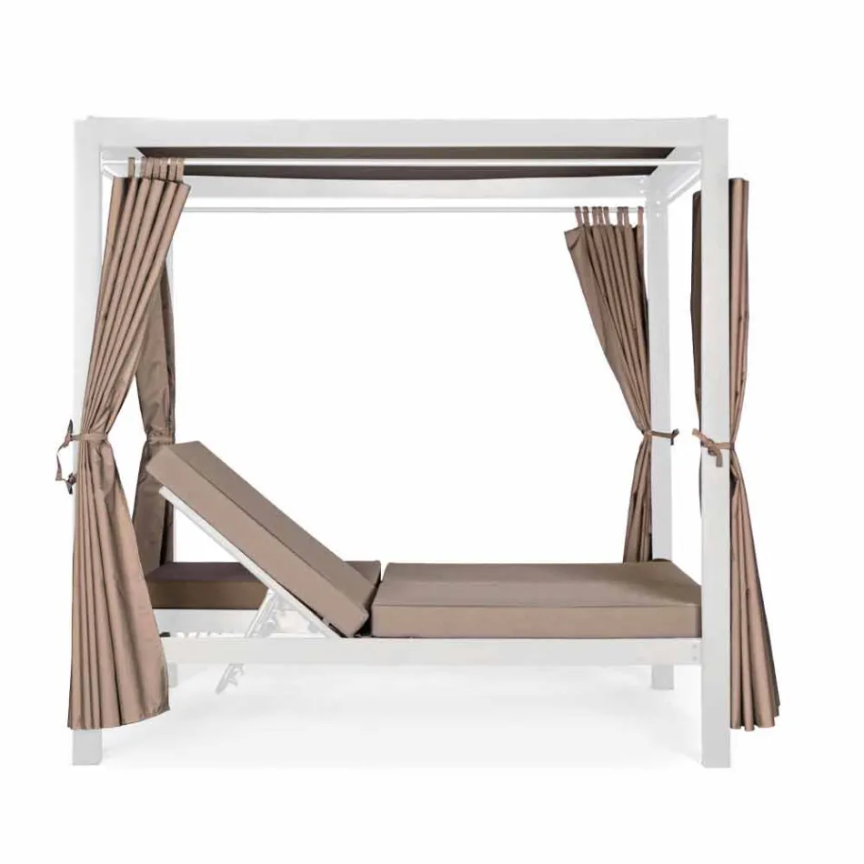 Ligbed voor buiten in textileen en aluminium met verstelbare rugleuningen - Anastasia Viadurini