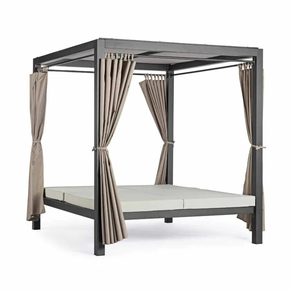 Ligbed voor buiten in textileen en aluminium met verstelbare rugleuningen - Anastasia Viadurini