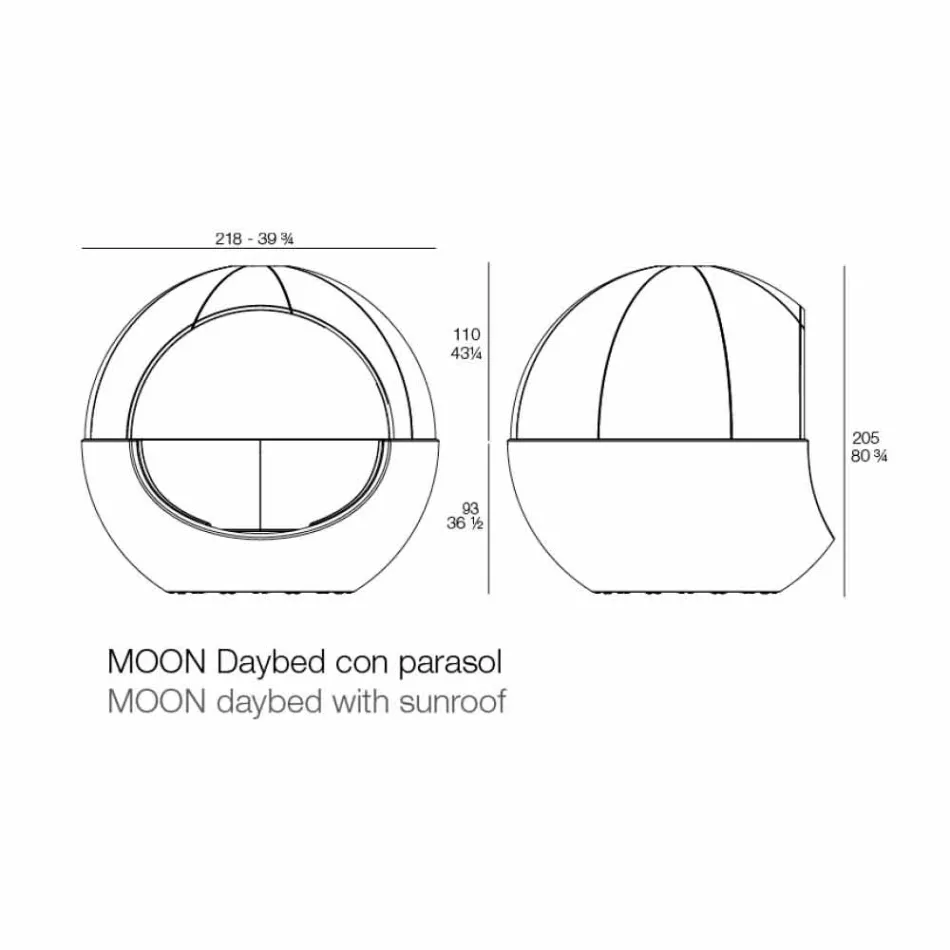 Luxe ronde design tuinbank met parasol - Ulm Moon van Vondom Viadurini