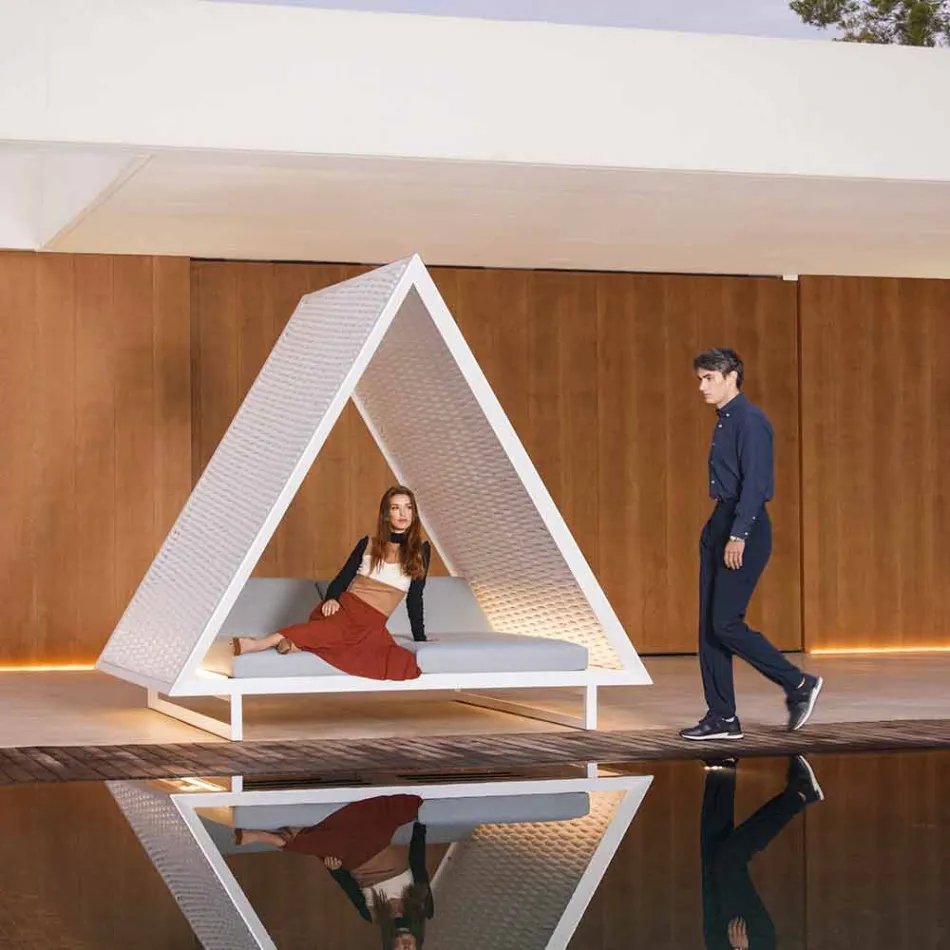 Luxe tuinbank in aluminium en stof - Frame Vineyard by Vondom Viadurini