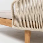 Teakhouten, aluminium, touw en kussen tuinligbed - Jacub Viadurini