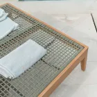 Teakhouten, aluminium, touw en kussen tuinligbed - Jacub Viadurini