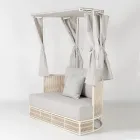 Teak, aluminium, touw + touw tuinligbed met kussens - Arcangelo Viadurini