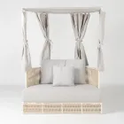 Teak, aluminium, touw + touw tuinligbed met kussens - Arcangelo Viadurini