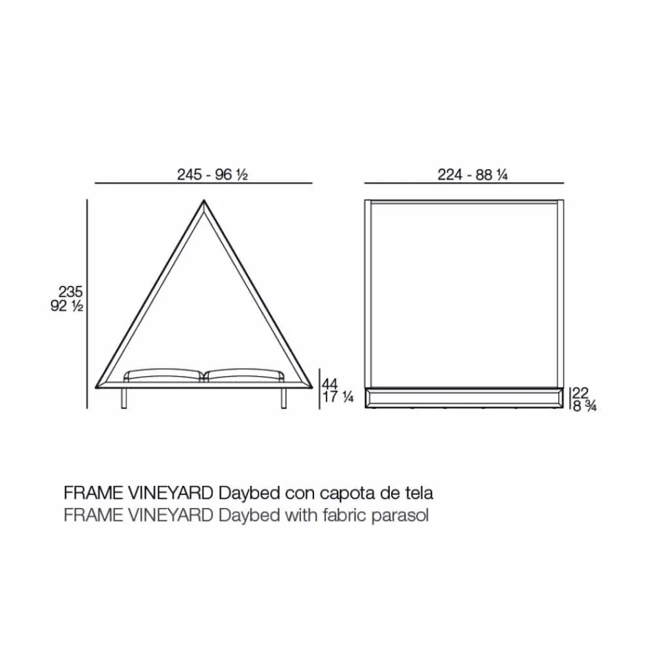 Buitenbank in aluminium en luxe designstof - Frame Vineyard by Vondom Viadurini
