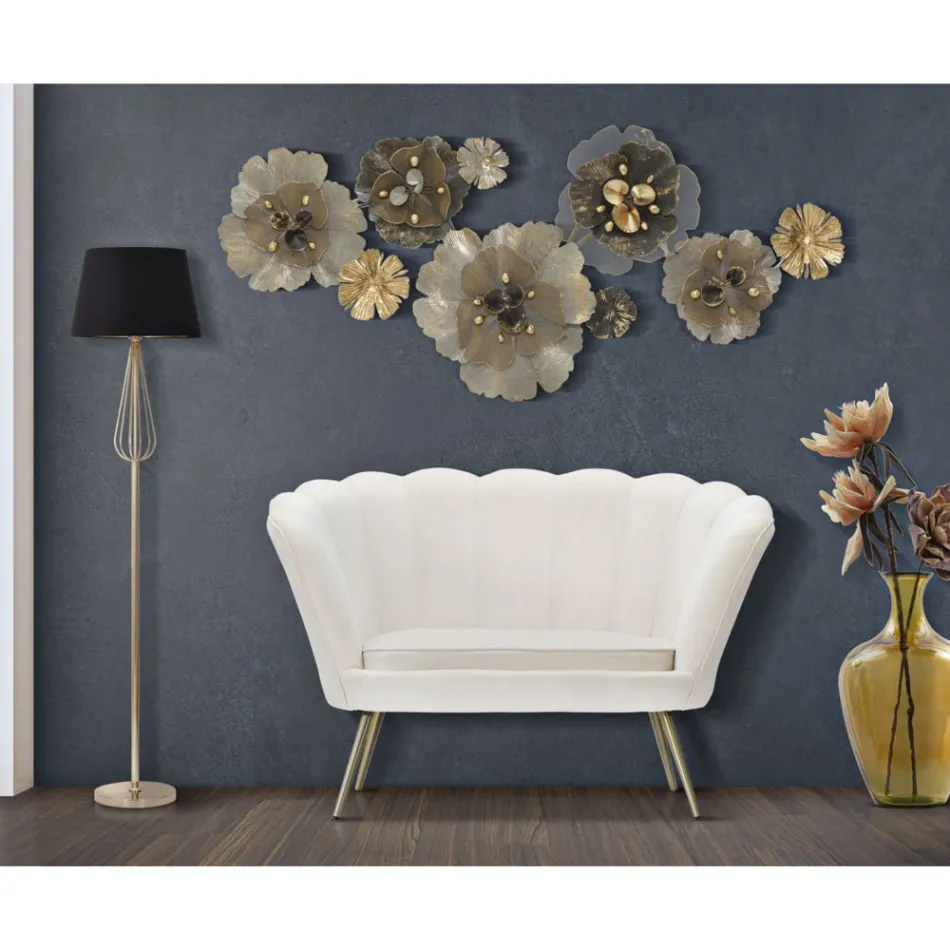 Moderne 2-zitsbank in fluweel met gouden ijzeren poten - Annina Viadurini