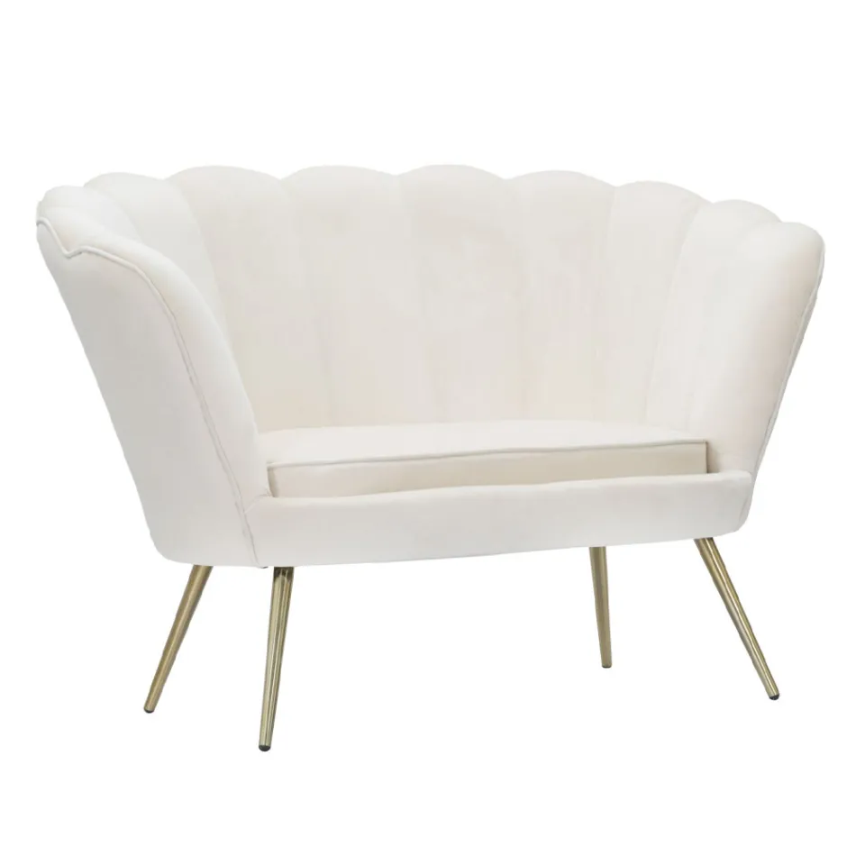 Moderne 2-zitsbank in fluweel met gouden ijzeren poten - Annina Viadurini