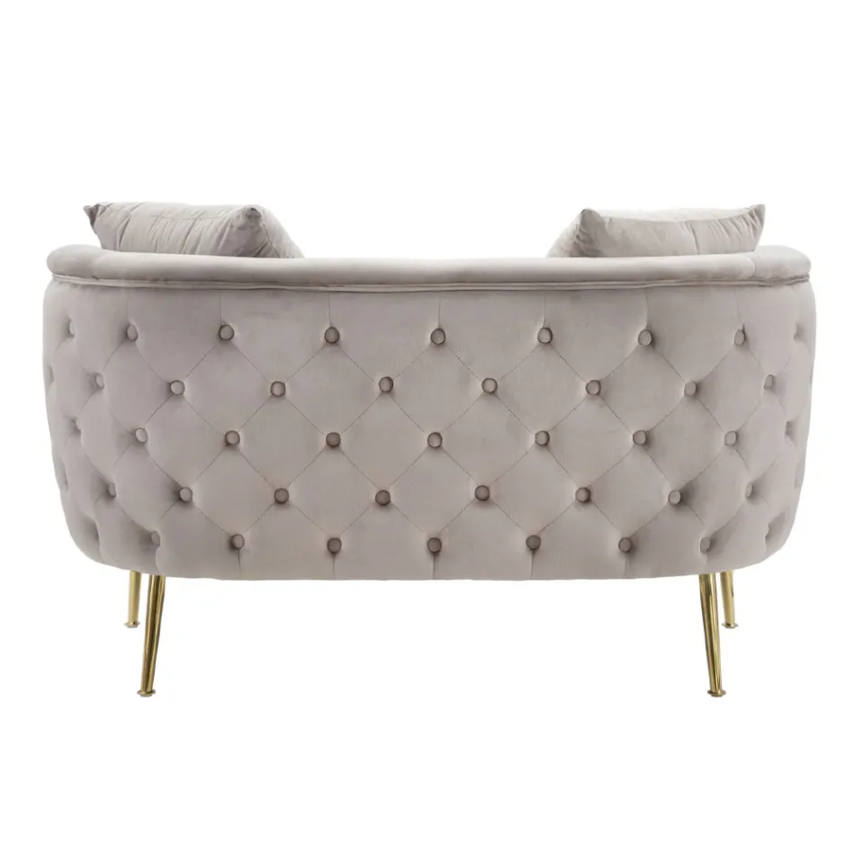 2-zitsbank bekleed met fluweel met ijzeren poten - Annetta Viadurini