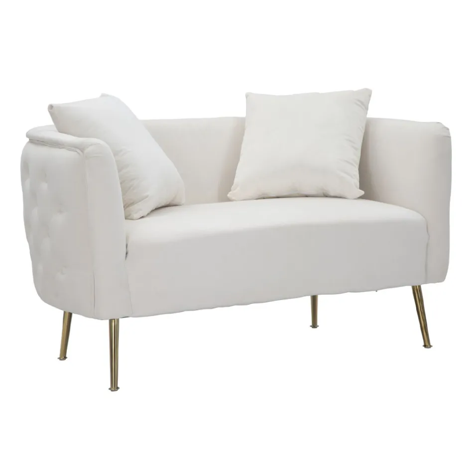 2-zitsbank bekleed met fluweel met ijzeren poten - Annetta Viadurini