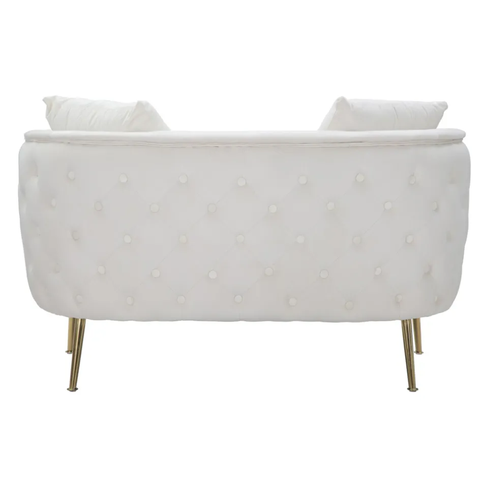 2-zitsbank bekleed met fluweel met ijzeren poten - Annetta Viadurini