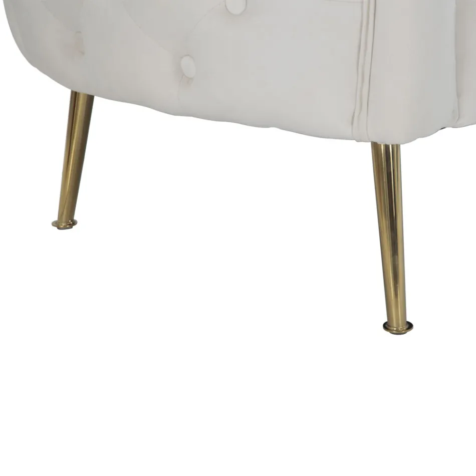 2-zitsbank bekleed met fluweel met ijzeren poten - Annetta Viadurini