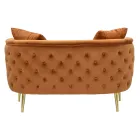 Tweezitsbank in designer fluweel, hout en ijzeren structuur - Renita Viadurini