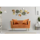 Tweezitsbank in designer fluweel, hout en ijzeren structuur - Renita Viadurini