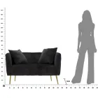 Tweezitsbank in designer fluweel, hout en ijzeren structuur - Renita Viadurini