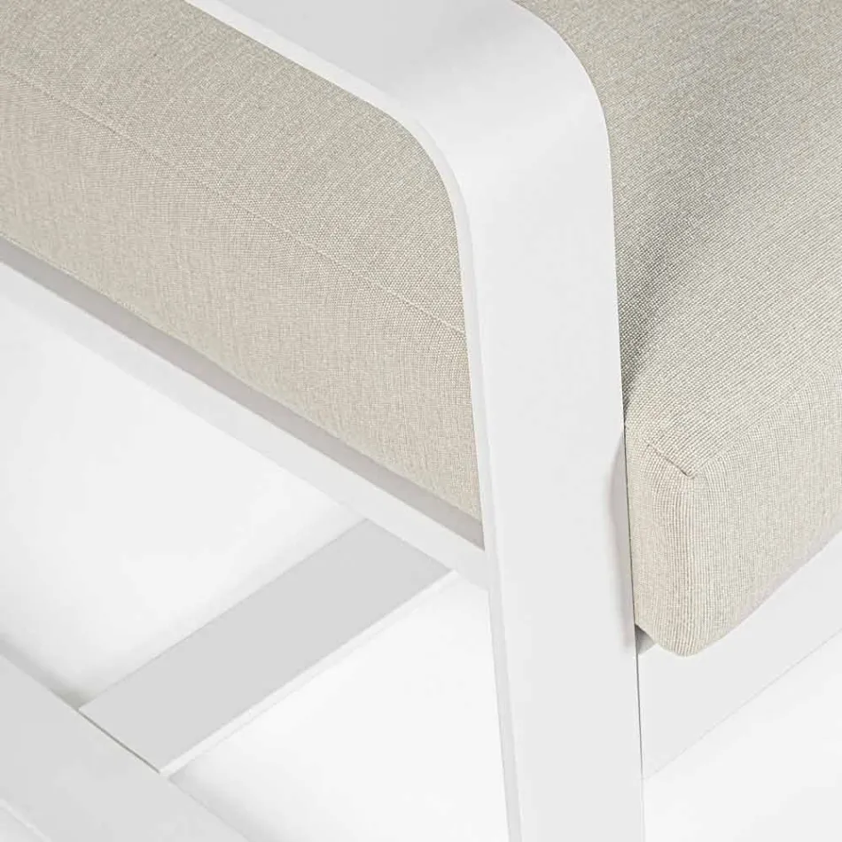 2-zits buitenbank van aluminium met stoffen kussens - Mirea Viadurini