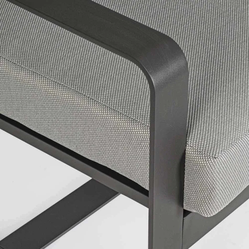 2-zits buitenbank van aluminium met stoffen kussens - Mirea Viadurini