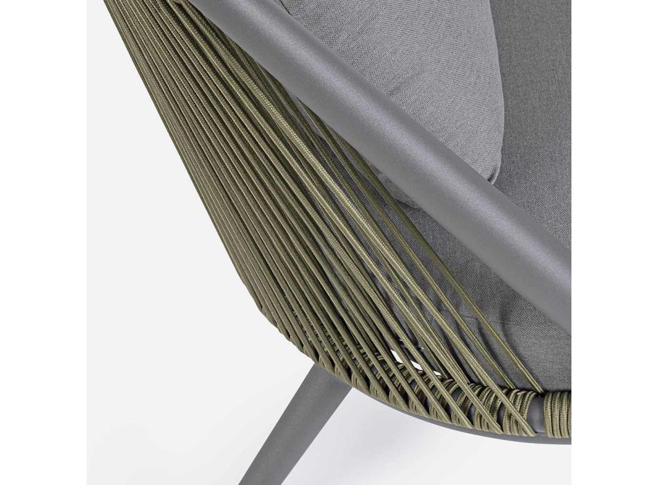 2-zits buitenbank van aluminium en touw met kussens, Homemotion - Gillian Viadurini