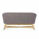 2-zits buitenbank in stof met teakstructuur, Homemotion - Azeno Viadurini