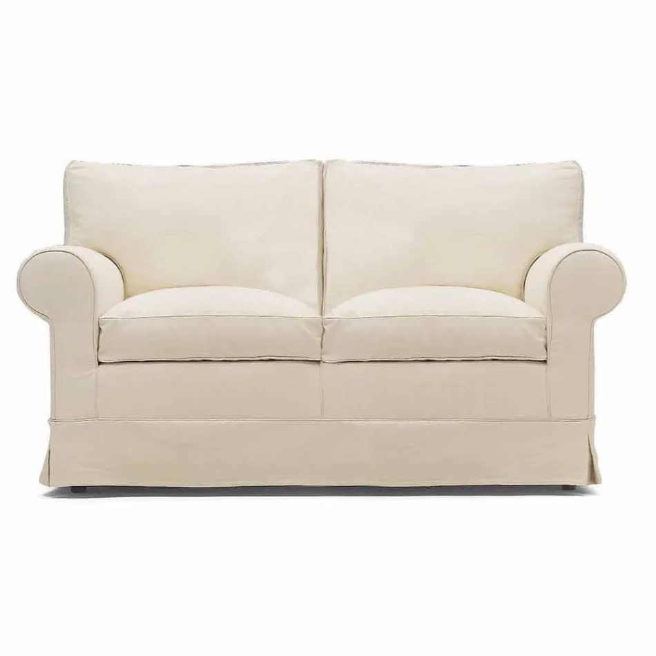 2-zitsbank gestoffeerd en bekleed met stof Made in Italy - Andromeda Viadurini