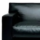 Leren 2-zitsbank met walnoothouten poten Made in Italy - Alessandria Viadurini