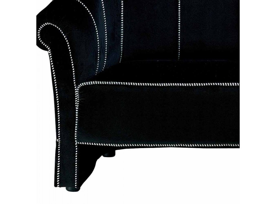 2-zitsbank in zwart fluweel met contrasterende stiksels Made in Italy - Caster Viadurini