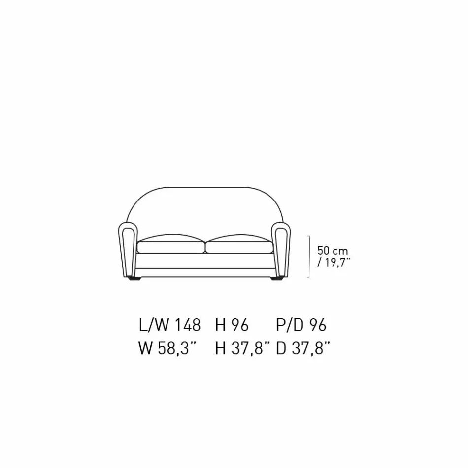 2-zitsbank bekleed met leer met gelakte poten Gemaakt in Italië - Pegolo Viadurini